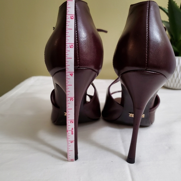 SCHUTZ | Burgundy Open-Toed Lace-up Heels - Picture 5 of 7